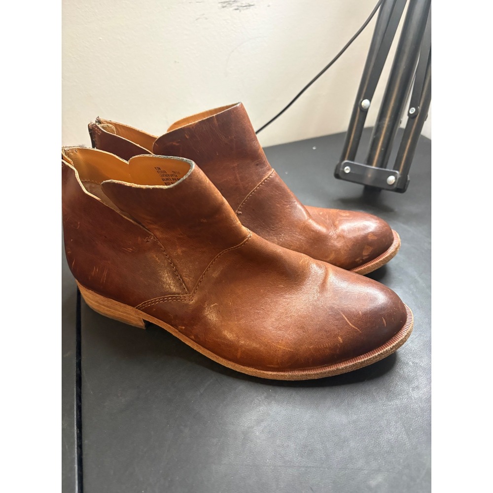 Kork-Ease Brown Leather Ankle Boots Back Zip Round Toe K53506 Womens 8.5M